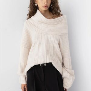 Oak + Fort | oversized slouchy off the shoulder sweater in oatmeal